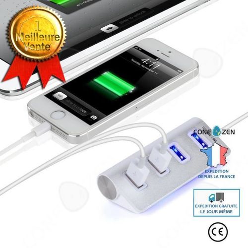 CONFO® multiprise usb bureau pratique blanc chargeur design voyage électrique gain de place multiple 4 ports accessoire pratique et