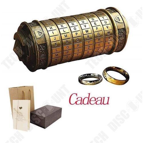 TD® Da Vinci Code Mini Cryptex avec Deux Anneaux Noël Saint-Valentin Anniversaire Cadeaux pour Petite Amie Copain (Bronze)