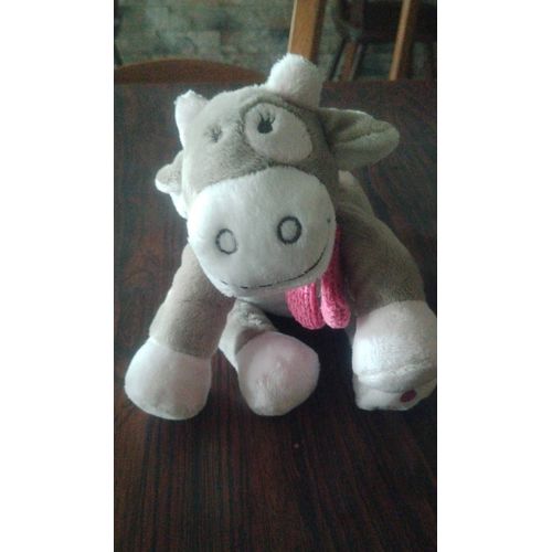 Vache Noukie Gris Et Rose 20 Cm