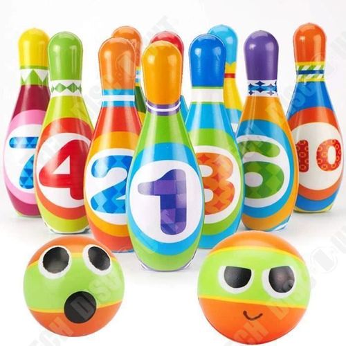 Td? Lot De 10 Quilles + 2 Boules De Bowling -Jeu De Quilles - Set Enfant Gar?On Fille 3 Ans Jouet Pour Plein Air