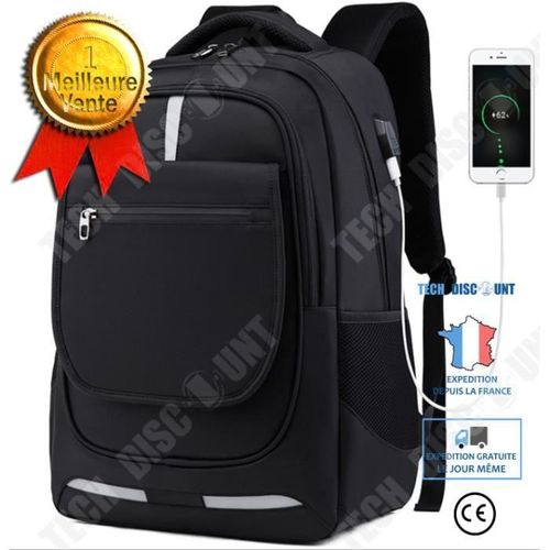 TD® Affaires Sac à Dos Ordinateur 17 Pouces avec Port de Charge USB Étanche Sac d'école Collège Cartable Travail Voyage Sacoche Port