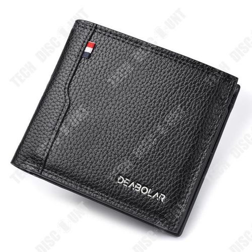 TD® portefeuilles porte-cartes homme femme à rabat clapet cuir noir porte monnaie femme tout en un cadeau homme à compartiments bour