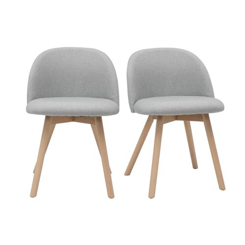 Chaises Scandinaves En Tissu Gris Clair Et Hêtre Massif (Lot De 2) Celeste