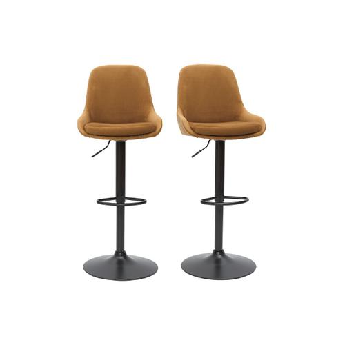 Tabourets De Bar Design R?Glables Velours Bronze (Lot De 2) Holo