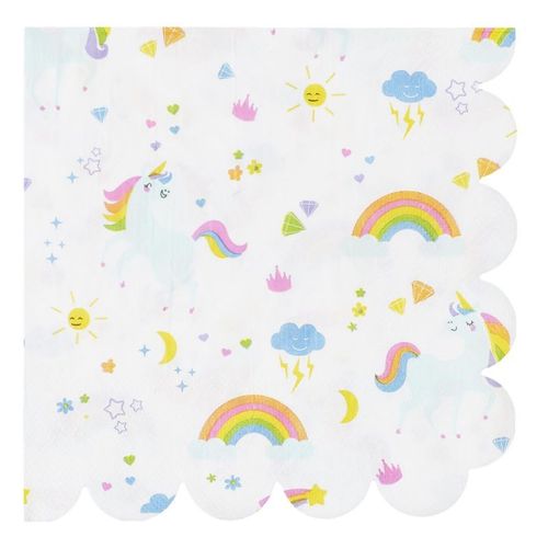 Paris Prix - Lot De 20 Serviettes En Papier "Licorne" 33x33cm Blanc