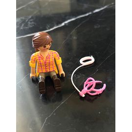 Figurine Playmobil Cavalière Longe Et Licol Rose