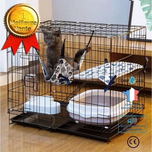 Confo® Cage À Chat Pliante À Deux Étages Grand Espace Libre Ménage Cage À Chat Intérieure Chat Villa Litière Pour Chat Cage À Lapin