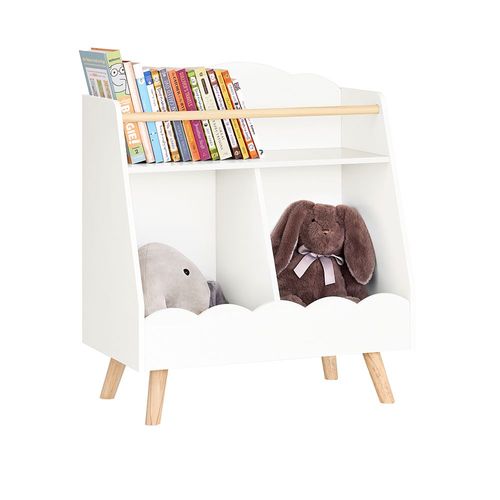 Sobuy Bibliothèque Enfant, Étagère À Livres, Étagère De Rangement Jouets Pour Enfants, Meuble Rangement Sur Pieds Pour Chambre D¿Enfant, 2 Compartiments Ouverts, Blanc, 61 X 35 X 71 Cm Kmb100-K-W