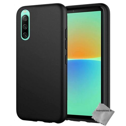 Housse Etui Coque Silicone Gel Fine Pour Sony Xperia 10 Iv + Verre Trempe - Noir