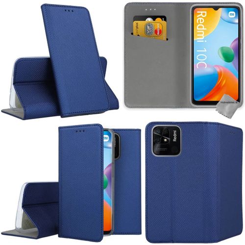 Housse Etui Coque Pochette Portefeuille Pour Xiaomi Redmi 10c + Verre Trempe - Bleu Magnet