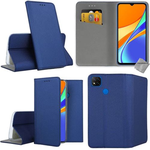 Housse Etui Coque Pochette Portefeuille Pour Xiaomi Redmi 10a + Film Ecran - Bleu Magnet