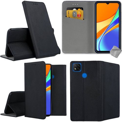 Housse Etui Coque Pochette Portefeuille Pour Xiaomi Redmi 10a + Verre Trempe - Noir Magnet