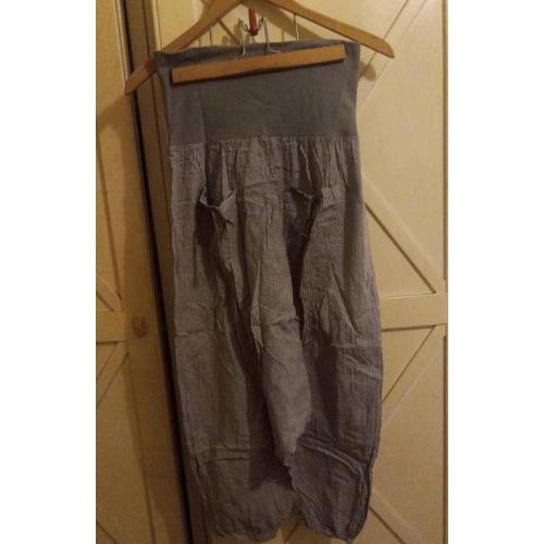 Pantalon Sarouel Rayé Gris/Blanc Léger 36 S.