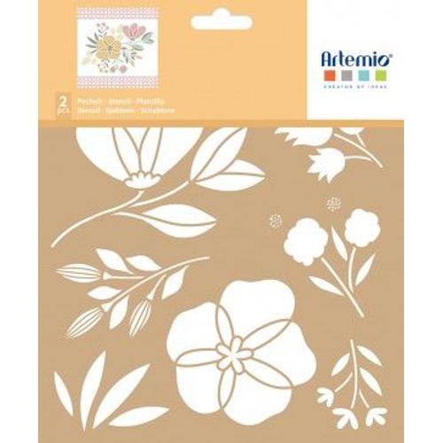 2 Pochoirs Kraft Fleurs - 20x20cm