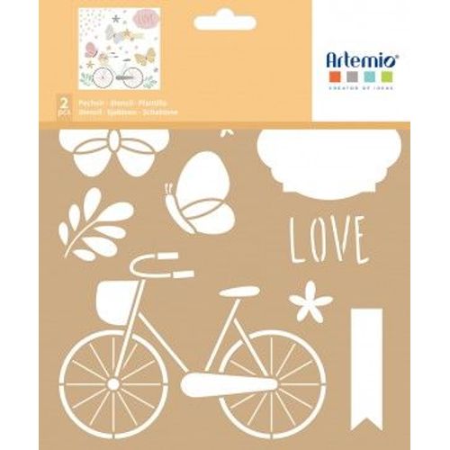 2 Pochoirs Kraft Vélo - 20x20cm