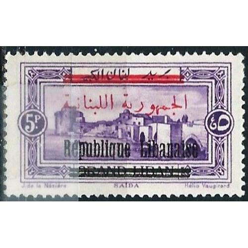 Grand Liban, Protectorat Francais 1928, Beau Timbre Yvert 106, Vue De Saïda, Avec Surcharge Bilingue "Republique Libanaise", Neuf* - Sans Gomme.