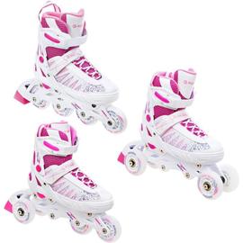 roller en ligne grace du 28 au 32 + patin à roulette + triskate enfant  mixte blanc/rose raven - Conforama