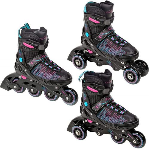 Roller En Ligne Allure Noir Du 38 Au 42 + Patin A Roulette + Triskate Adulte - Enfant Mixte Taille Ajustable Noir Raven