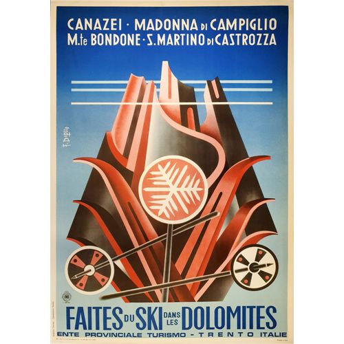 Affiche Ski Dolomites