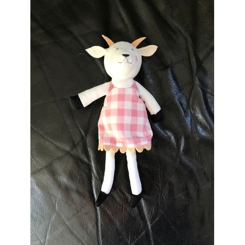 Petite Peluche Doudou Vache Robe Rose Damier Ikea 21cm