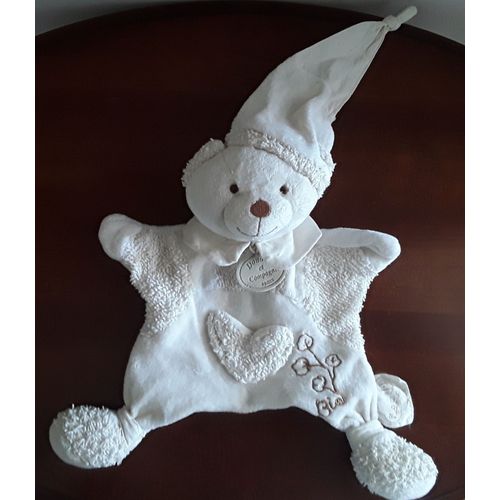Doudou Marionnette Ours Écru Fleurs - Doudou Et Compagnie