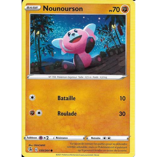 Carte Pokémon Nounourson Pv 70 150/264 - Carte Commune - Épée Et Bouclier - Poing De Fusion