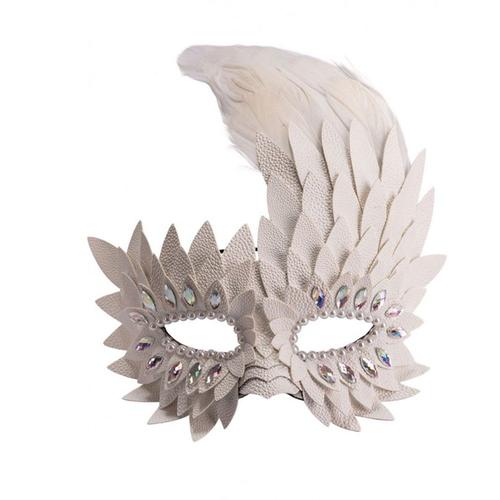 Loup Blanc Plumes Simili Cuir Adulte