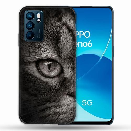 Coque Pour Oppo Reno 6 Animal Chat Gris