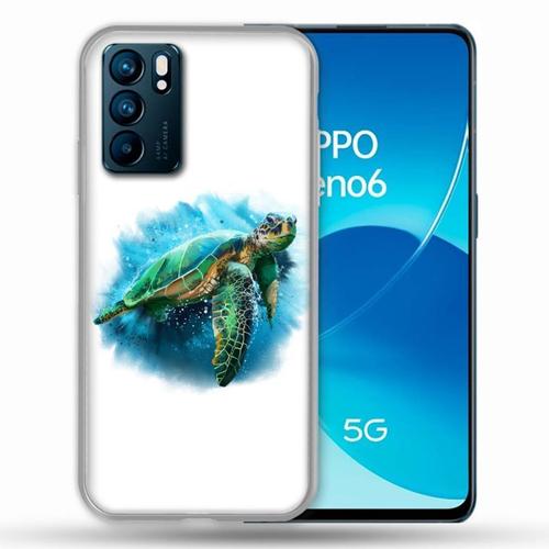 Coque Pour Oppo Reno 6 Animal Tortue Blanche Multicolore