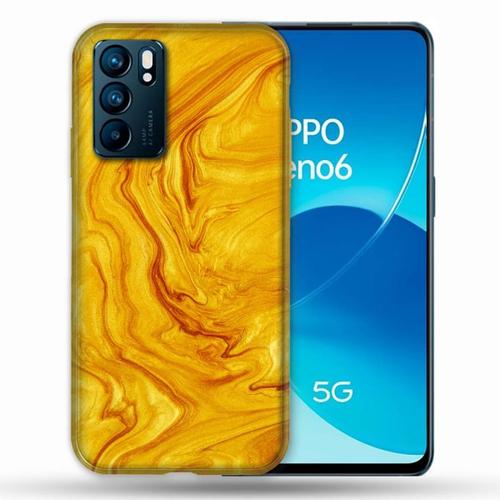 Coque Pour Oppo Reno 6 Texture Marbre Jaune