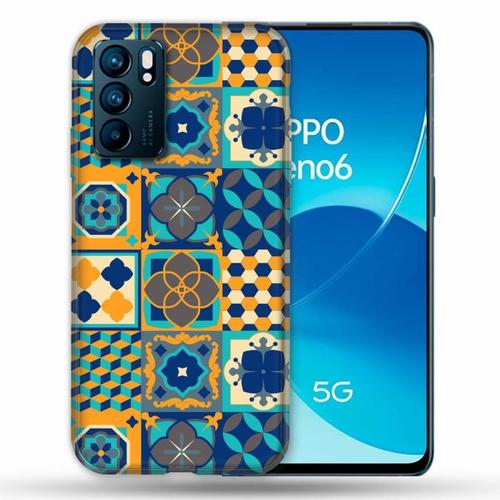 Coque Pour Oppo Reno 6 Texture Carreau Ciment Orange