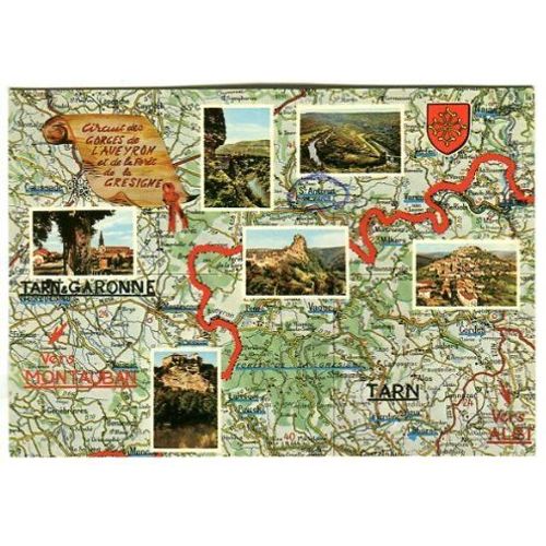 Carte Postale - Circuit Touristique Des Gorges De L' Aveyron Et De La Forêt De La Gresigne