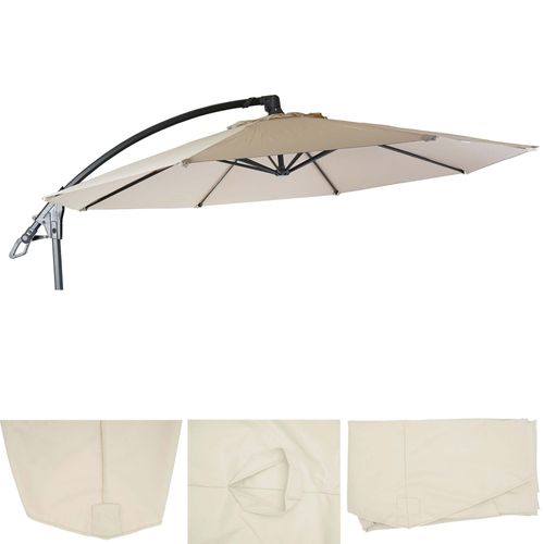 Revêtement De Rechange Pour Deluxe Parasol Hwc-D14, Revêtement De Parasol Ronde Ø 3m   Crème Sans Flap