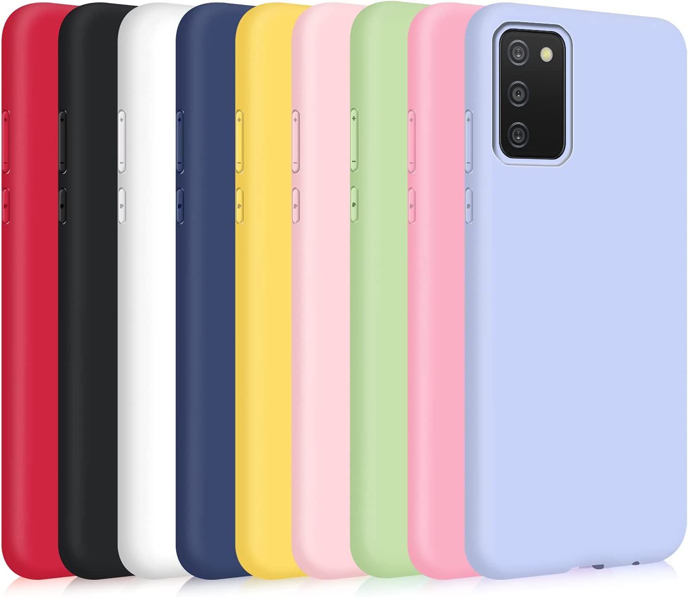 9x Coque Pour Samsung Galaxy A03s, Étui Antichoc Unie Couleur Ultra Mince Souple Silicone Flexible Tpu Housse - Noir, Bleu Foncé, Jaune, Violet, Rose, Rouge, Blanc, Vert Menthe, Rose Foncé