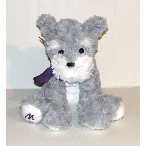 Peluche Chien Gris Blanc Marionnaud - Doudou Chien Assis 26 Cm