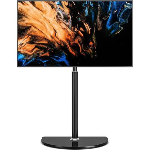 Support TV sur Pied pour 32-65 Pouces Téléviseurs Incurvés Plats LED OLED LCD jusqu'à 45 kg, ± 25 degrés de Rotation, Hauteur Réglable, VESA 400x400 Noir