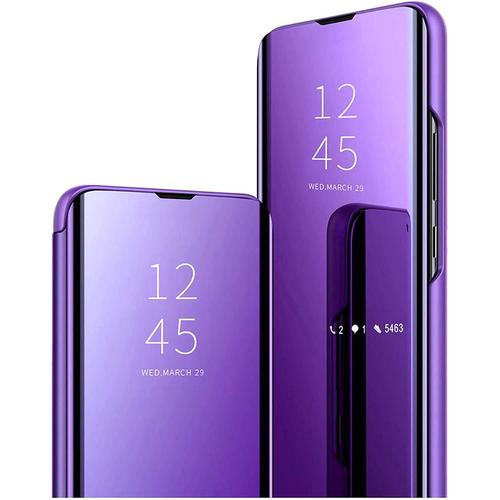Compatible Avec Coque Samsung A52s 5g Miroir Transparent Etui Samsung Galaxy A52s Antichoc Standing Housse Protection Flip Case (Violet, Samsung A52s)