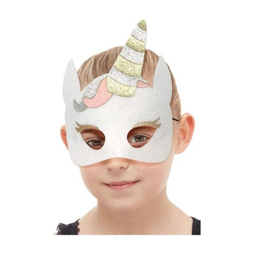 Masque En Feutre Blanc Unicorn Enfants