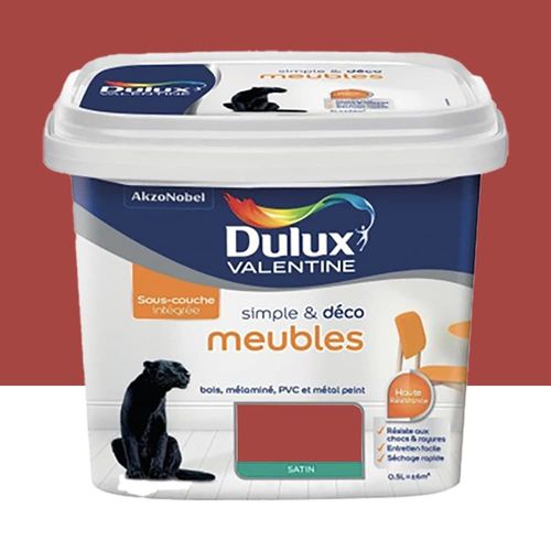 Peinture Meubles Dulux Valentine Simple & Déco Rouge vif 0,5 L