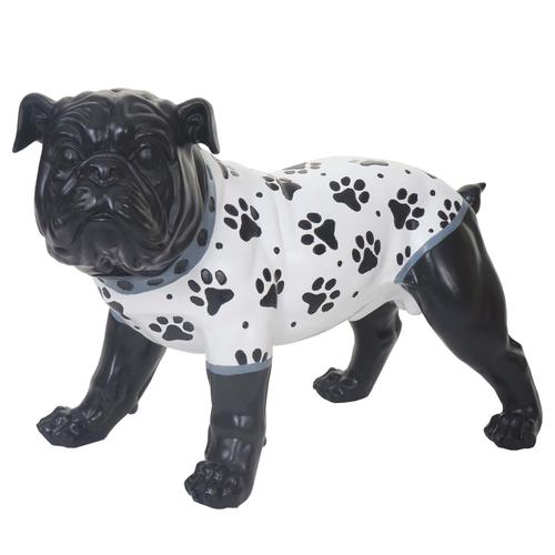 Figurine Déco Bouledogue 24cm Chien Sculpture Avec Veste En Polyrésine Pour Intérieur/Extérieur Peint À La Main 04_0002837