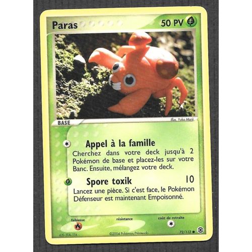 Carte Pokémon Paras 72/112 - Set Ex Rouge Feu & Vert Feuille (Fr)