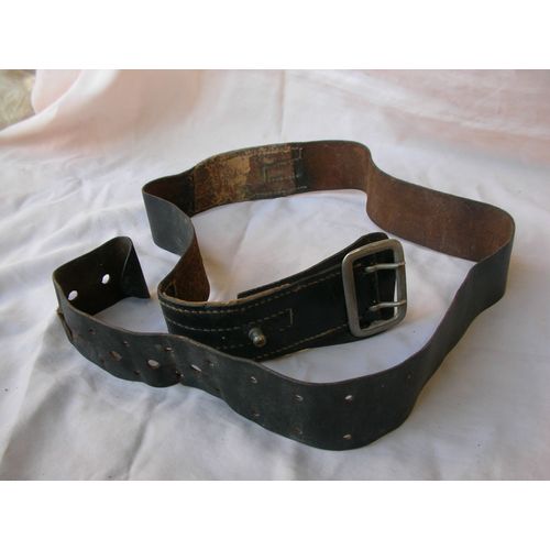 Ww1/2 France Ceinturon Francais En Cuir Noir D'officier 120 Cm 2