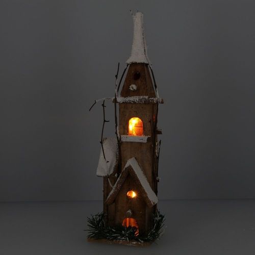 Maison En Bois Lumineuse À 5 Led - Hauteur 40 Cm