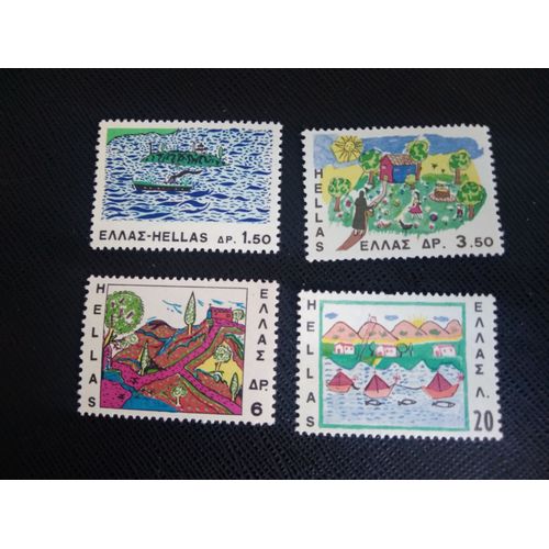 Timbre Grece Y T 940 A 943 Séries : Dessins D Enfants 1967 ( 160808 )