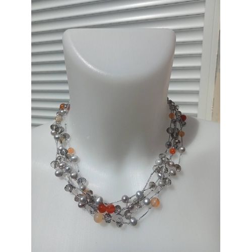 Ensemble Collier Et Bracelet En Perles Et Agate Cornaline