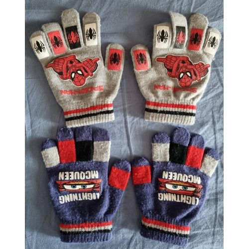 Gant Enfants Gris Marvel Spiderman+ Paire Bleue Disney Cars Taille Unique