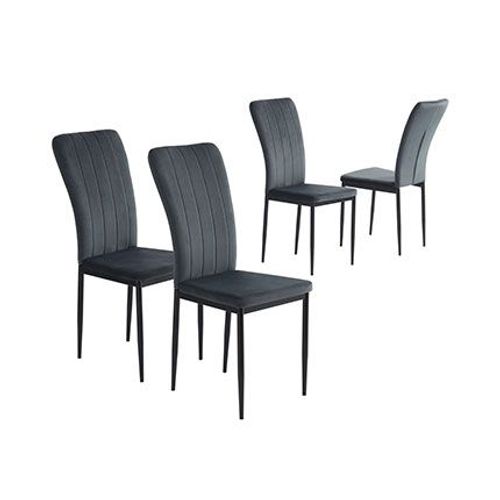 Lot De 4 Chaises Repas 56,5x42x96,5 Cm En Velours Anthracite - Magda