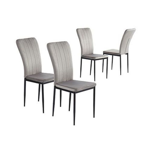 Lot De 4 Chaises Repas 56,5x42x96,5 Cm En Velours Gris Clair - Magda