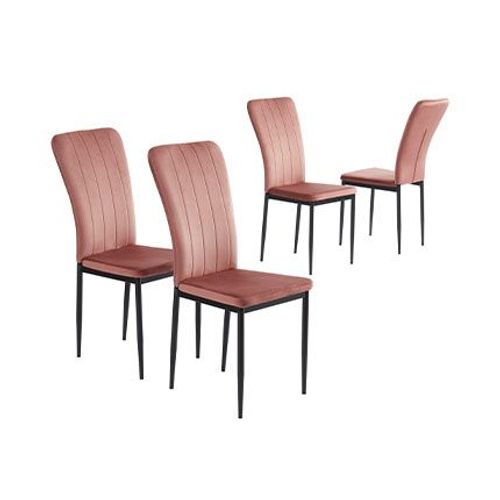Lot De 4 Chaises Repas 56,5x42x96,5 Cm En Velours Rose - Magda