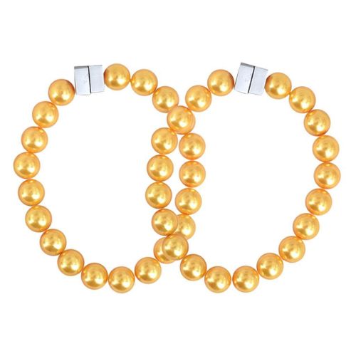 2pcs Embrasse À Rideau Aimanté Perle Cravate Pour Store Voilage En Polyester Yellow_30cm